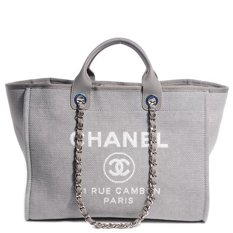 chanel beach tote grey|Chanel shopping bags.